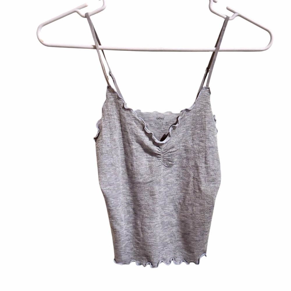 Bliss Heathered Gray  Spaghetti Strap Crop Top Sz S